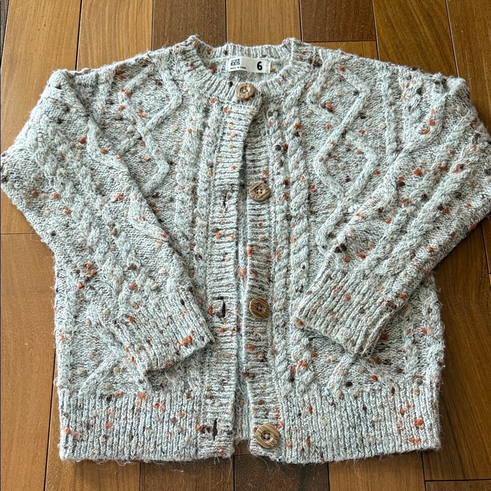 Kids Cozy Knit Cardigan - Gray and Brown